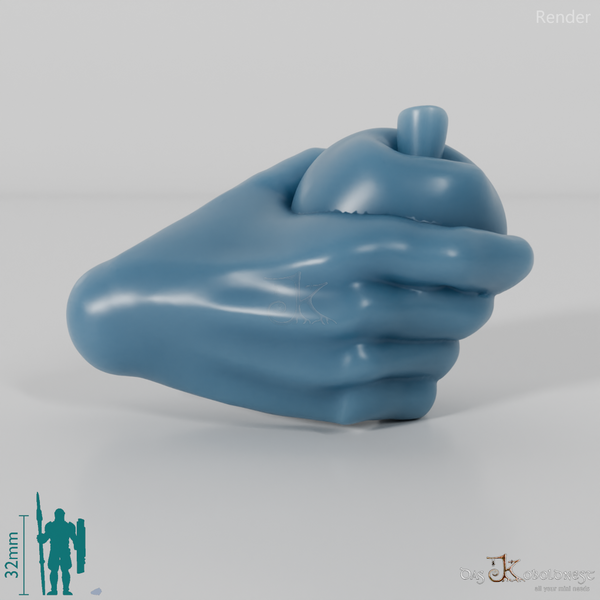 Halbling-Hand mit Apfel