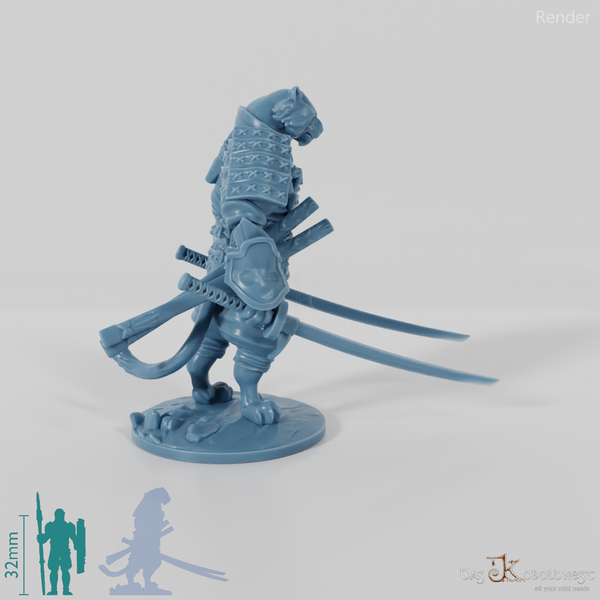 Tengashi, Katzenvolk-Samurai mit Schwertern 1