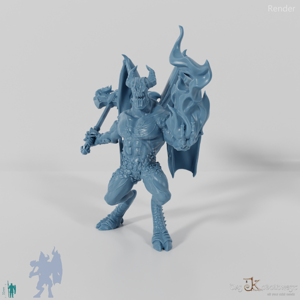 Balor mit Axt und Feuerball