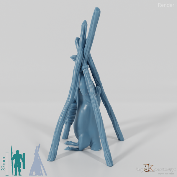 Tierverarbeitung - Gestell mit Jagdbeute