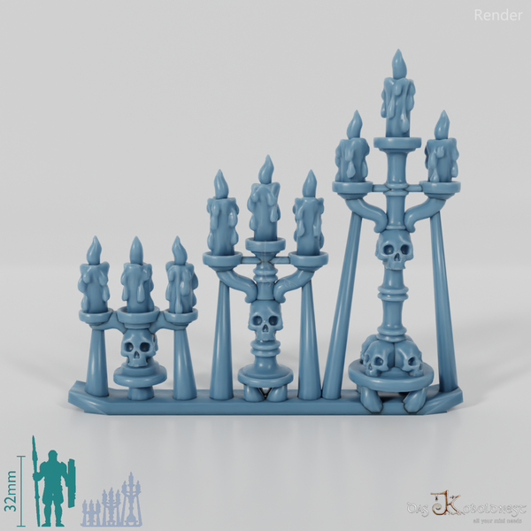 Kerze - Kerzenleuchter mit Schädeln 1