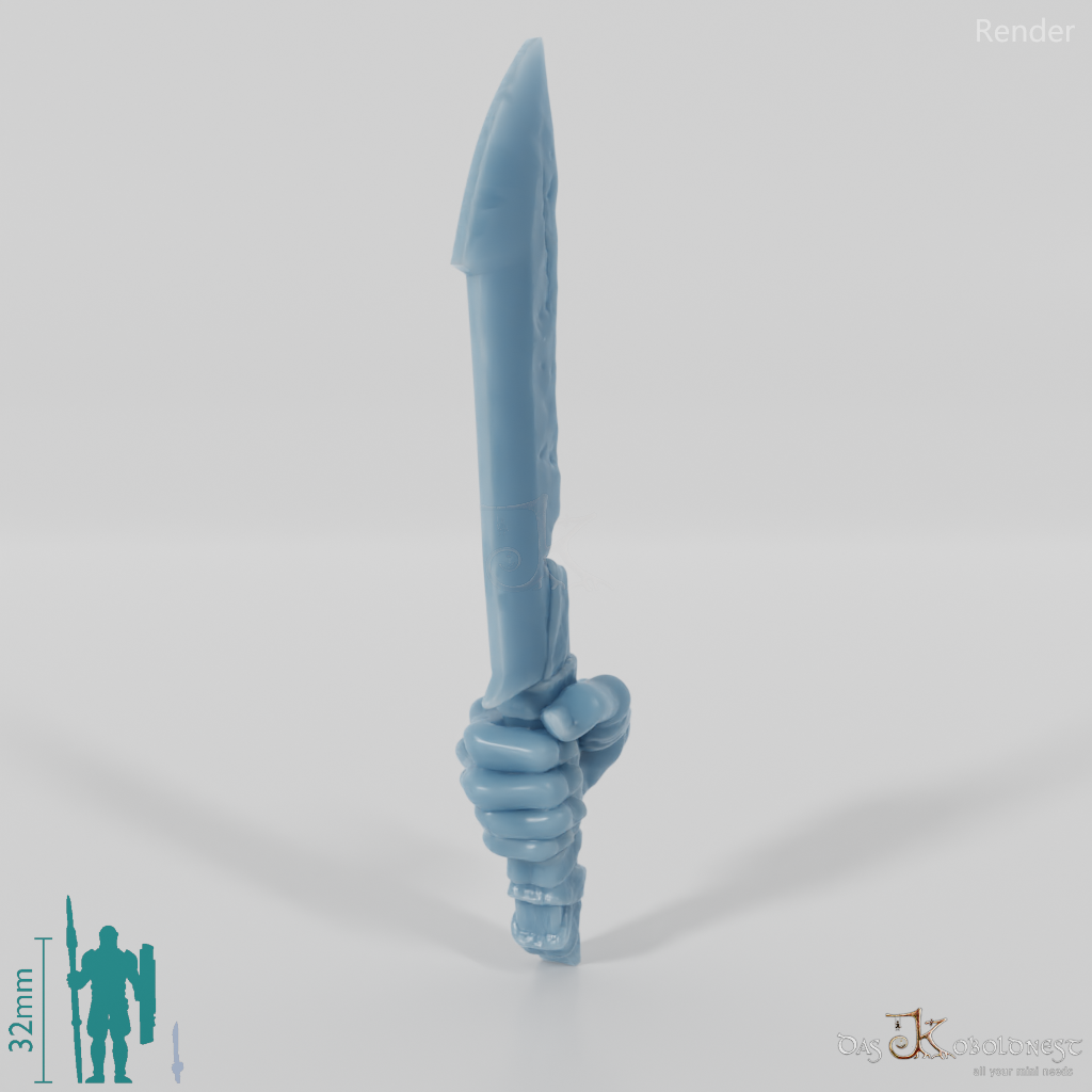 Ork-Dolch A mit Hand (Klinge oben)