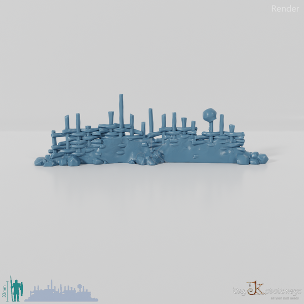 Archaische, lange Holzpalisade