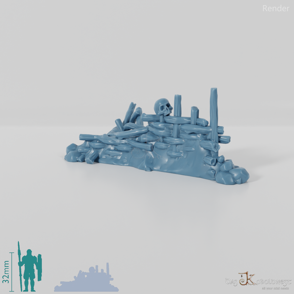 Archaische, zerbrochene Holzpalisade