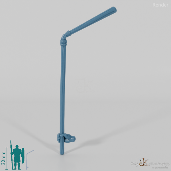 Halbling-Dreschflegel, unten gegriffen mit Hand