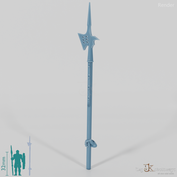 Menschen-Hellebarde B, hinten gegriffen mit Hand (Gonthan)