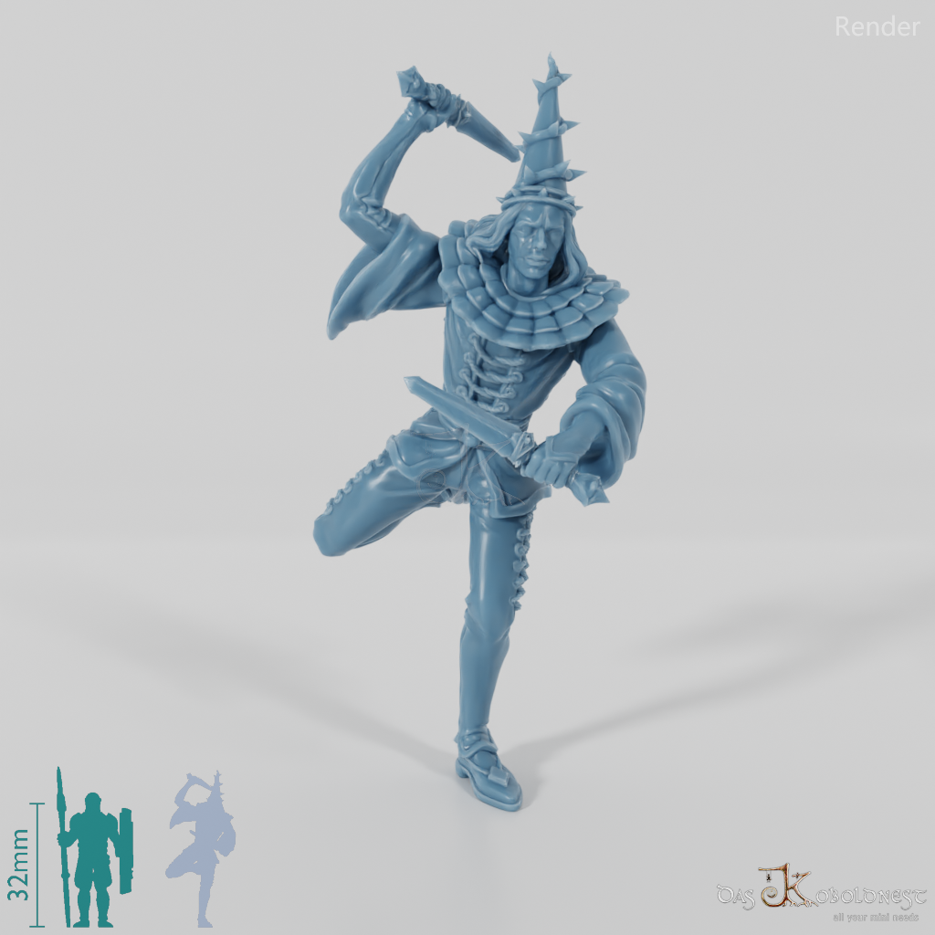 Harlekin mit Wurfmessern 01