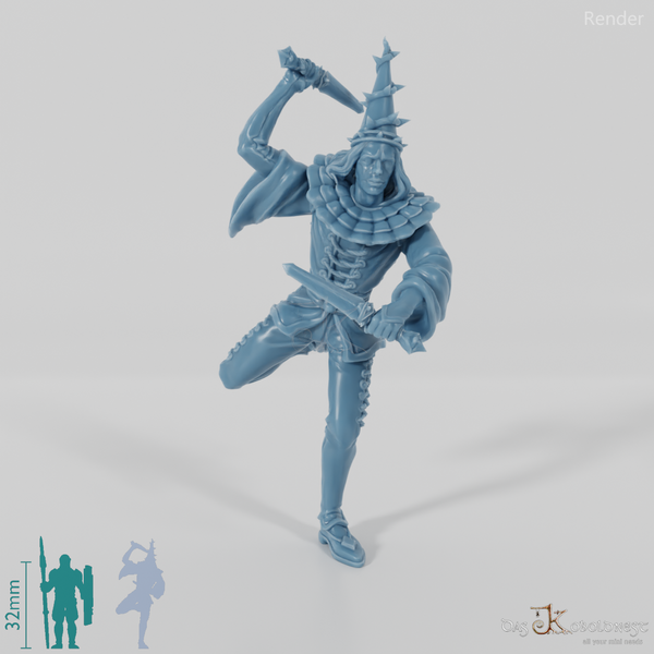 Harlekin mit Wurfmessern 01