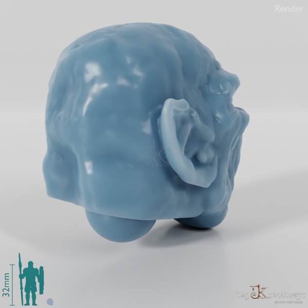 Halbork-Kopf mit Glatze, schreiend