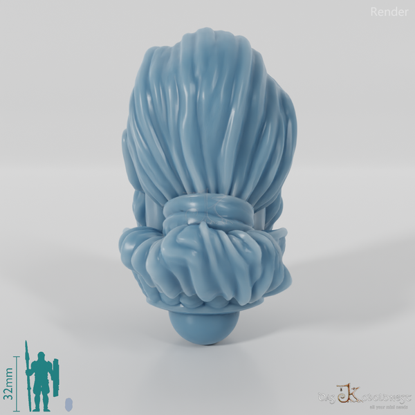 Reitervolk-Kopf - Männlich mit Bart und Pferdeschwanz