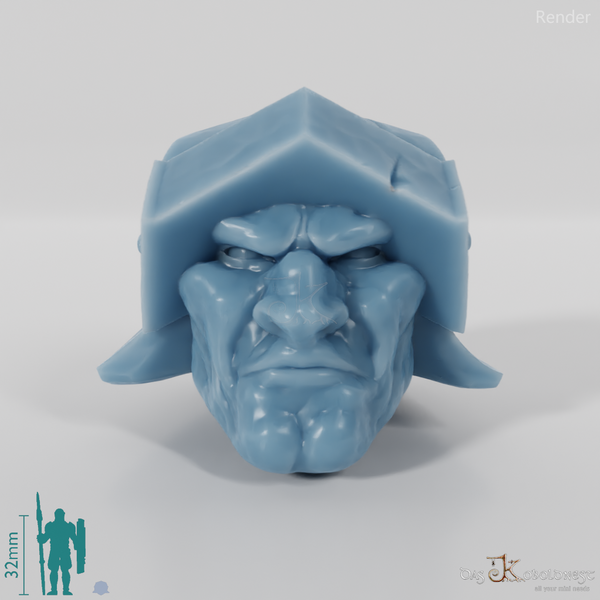 Halbork-Kopf mit offenem Helm