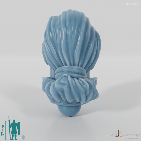 Reitervolk-Kopf - Männlich mit Schnurrbart und Pferdeschwanz