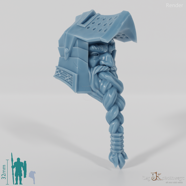 Zwergenkopf - Männlich mit Visierhelm und Bart