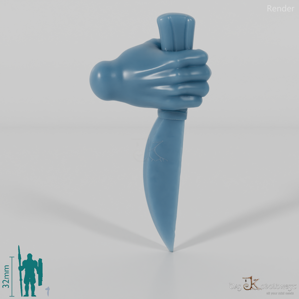 Halbling-Messer mit Hand (Gesenkt)