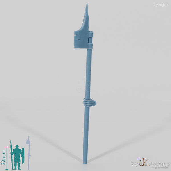 Halbork-Hellebarde mit Hand