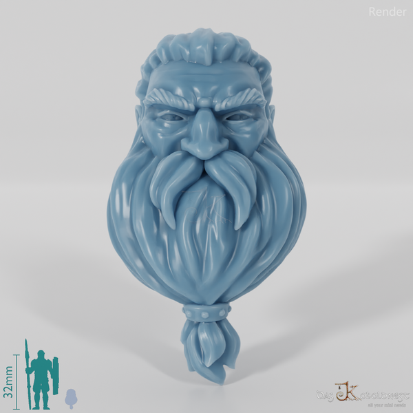 Zwergenkopf - Männlich mit langen Haaren und langem Bart