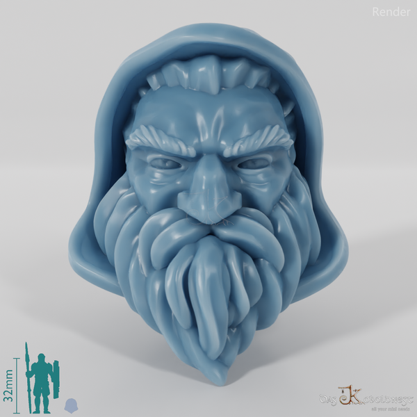 Zwergenkopf - Männlich mit Kapuze und kurzem Bart