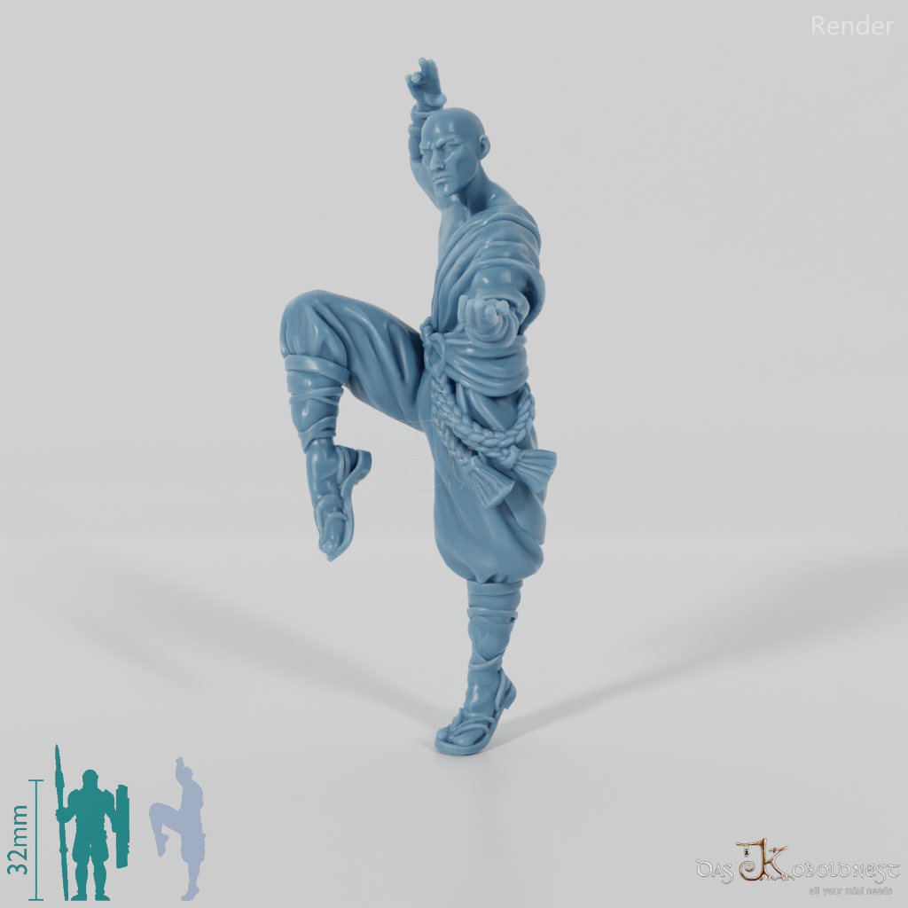 Ausgestoßener Mönch in Kampfhaltung