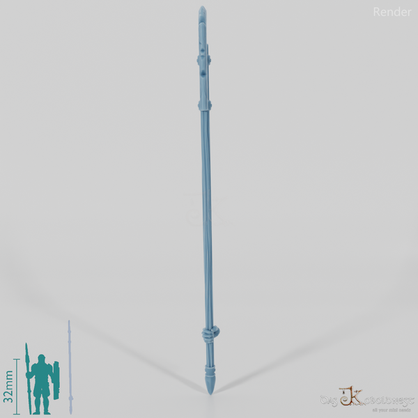 Geister-Stangenwaffe A, hinten gegriffen mit Hand