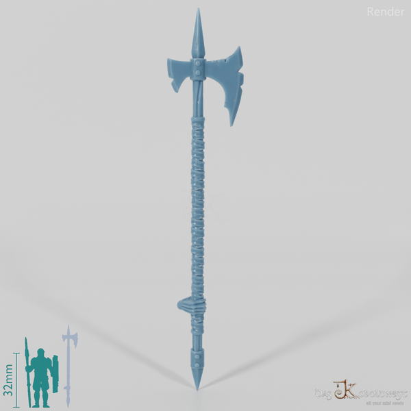 Geister-Stangenwaffe B, hinten gegriffen mit Hand