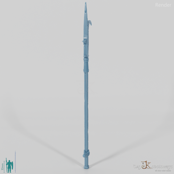 Geister-Stangenwaffe E, hinten gegriffen mit Hand