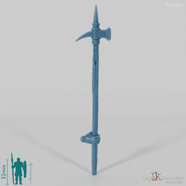 Halbling-Mordaxt, unten gegriffen mit Hand