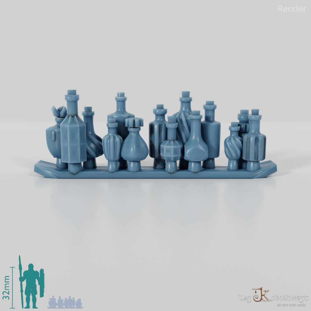 Flasche - Gruppe verzierter Trankflaschen 1