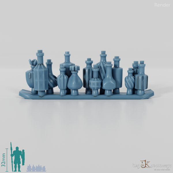 Flasche - Gruppe verzierter Trankflaschen 1