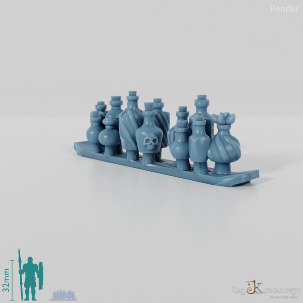 Flasche - Gruppe verzierter Trankflaschen 5