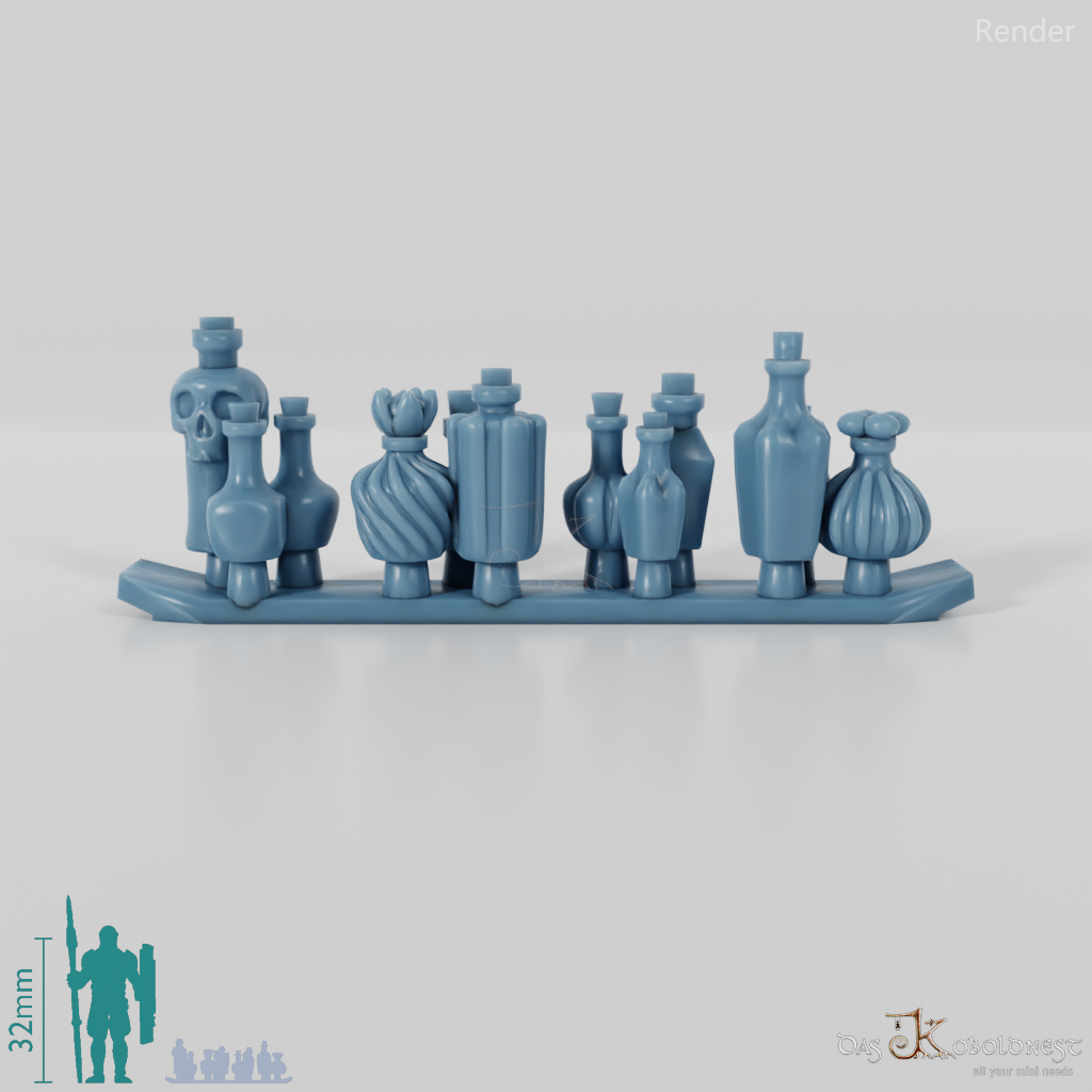 Flasche - Gruppe verzierter Trankflaschen 6