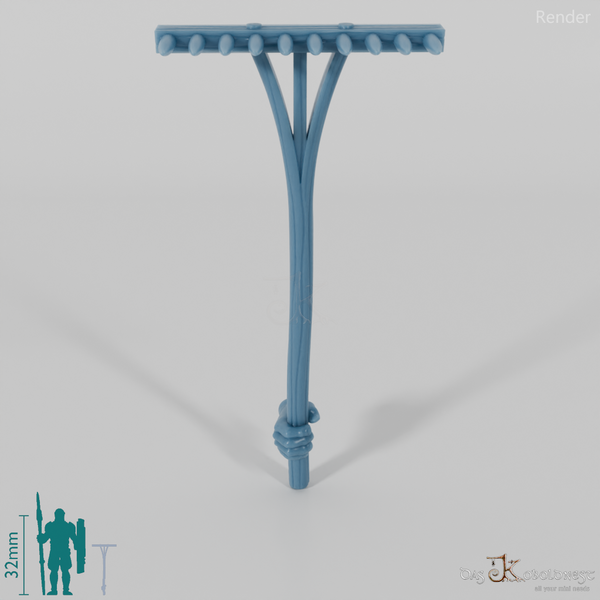 Halbling-Harke, unten gegriffen mit Hand