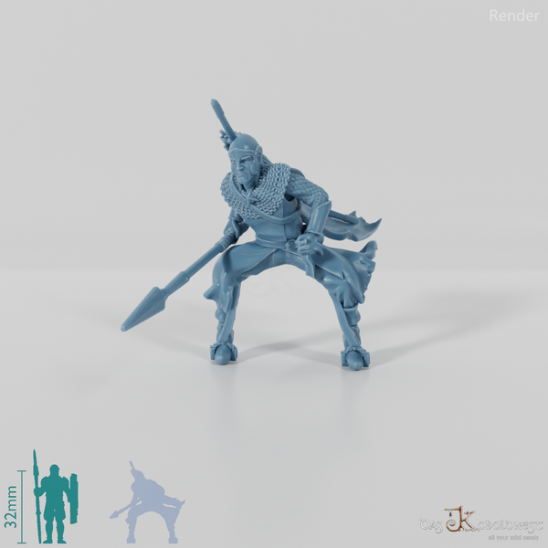 Grauer Waldläufer mit Speer (Beritten)