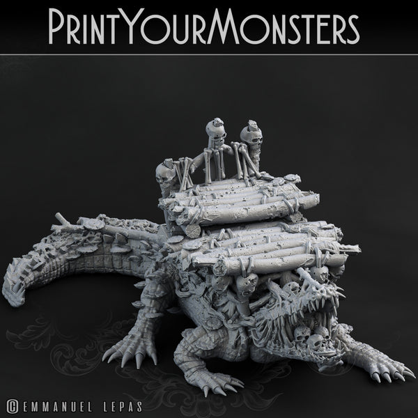 Krokodil - Uraltes Sumpfkrokodil mit Transportplattform