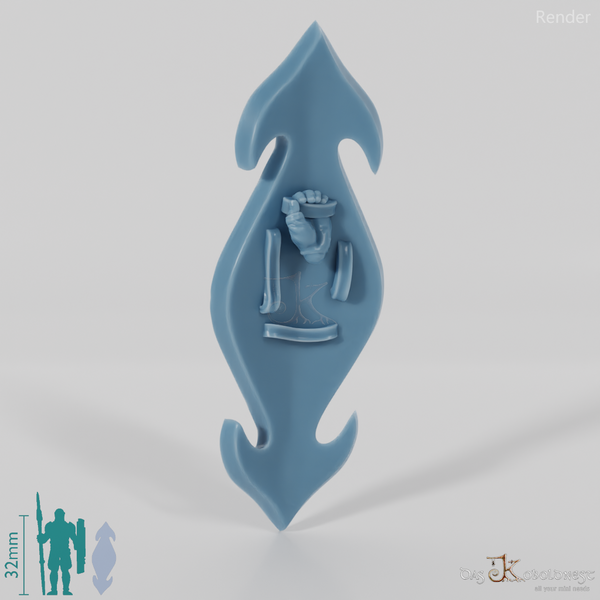 Elfenschild - Vertikal gehalten mit Hand