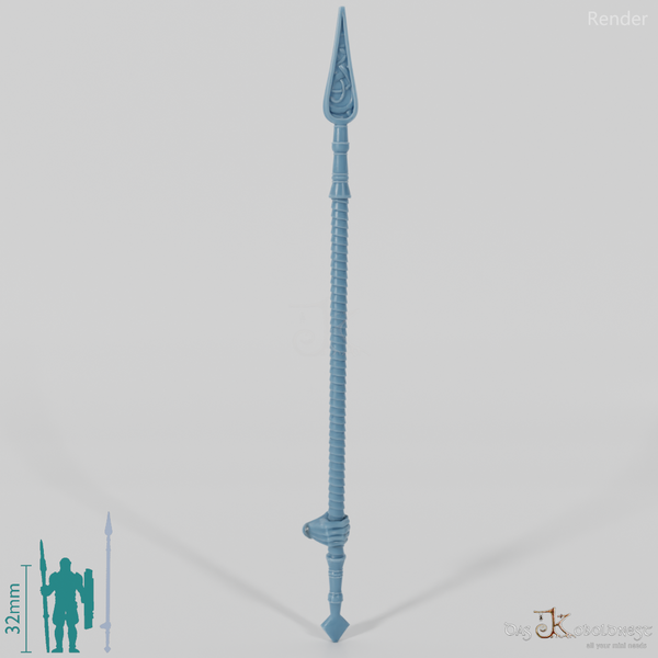 Reitervolk-Speer, Verziert 2 mit Hand, hinten gegriffen