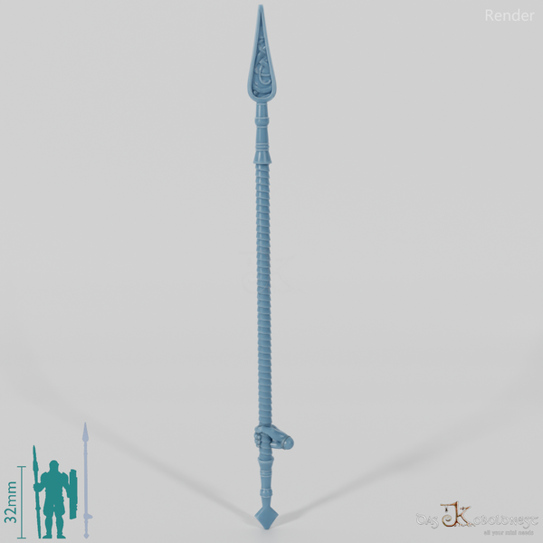 Reitervolk-Speer, Verziert 2 mit Hand, hinten gegriffen