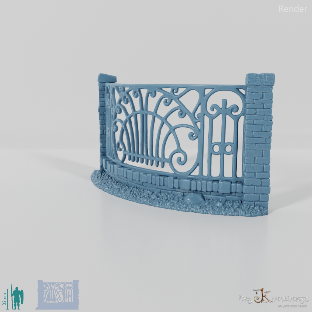 Zaun - Eiserner Friedhofszaun B0 - Rund