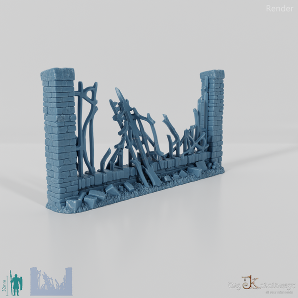 Zaun - Eiserner Friedhofszaun C0 - Zerstört