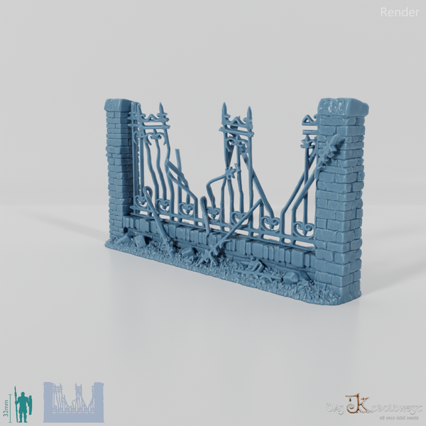 Zaun - Eiserner Friedhofszaun A0 - Zerstört