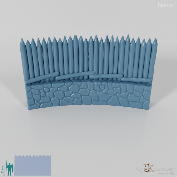 Palisade - Steinverstärkte Palisade - 30°