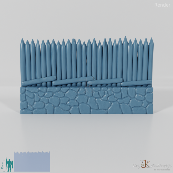 Palisade - Steinverstärkte Palisade - Gerade