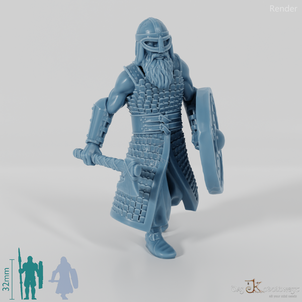 Wildling der Bergstämme mit Axt und Schild